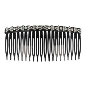Haarspeld Sierkam Opsteekkam 10cm - Strass Steentjes - Grove Tand - Zwart Zilver