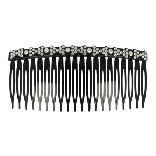 Haarspeld Sierkam Opsteekkam 10cm - Strass Steentjes - Grove Tand - Zwart Zilver