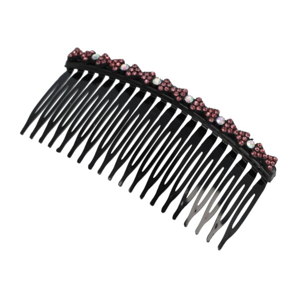 Haarspeld Sierkam Opsteekkam 10cm - Strass Steentjes - Grove Tand - Zwart Roze