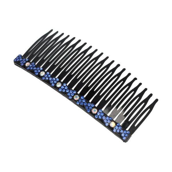 Haarspeld Sierkam Opsteekkam 10cm - Strass Steentjes - Grove Tand - Zwart Blauw