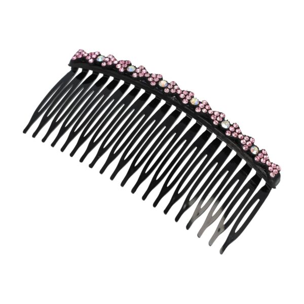 Haarspeld Sierkam Opsteekkam 10cm - Strass Steentjes - Grove Tand - Zwart Lichtroze
