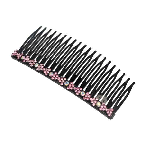 Haarspeld Sierkam Opsteekkam 10cm - Strass Steentjes - Grove Tand - Zwart Lichtroze