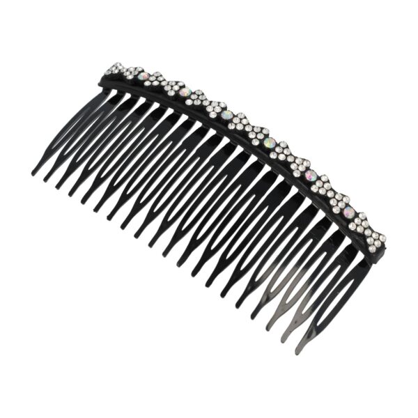 Haarspeld Sierkam Opsteekkam 10cm - Strass Steentjes - Grove Tand - Zwart Zilver