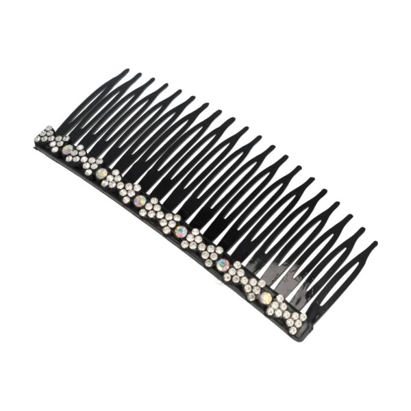 Haarspeld Sierkam Opsteekkam 10cm - Strass Steentjes - Grove Tand - Zwart Zilver