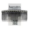 Haarspeld Sierkam Opsteekkam 10cm - Strass Steentjes - Grove Tand - Zwart Zilver
