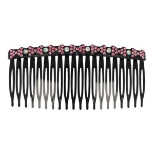 Haarspeld Sierkam Opsteekkam 10cm - Strass Steentjes - Grove Tand - Zwart Lichtroze