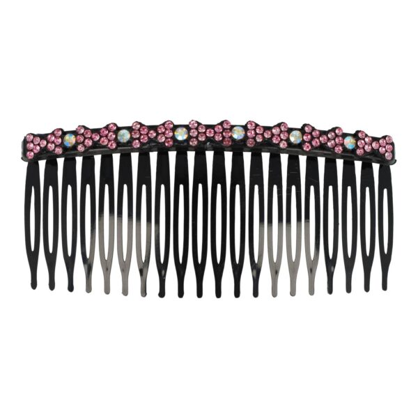 Haarspeld Sierkam Opsteekkam 10cm - Strass Steentjes - Grove Tand - Zwart Lichtroze