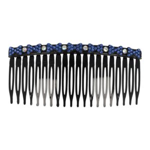 Haarspeld Sierkam Opsteekkam 10cm - Strass Steentjes - Grove Tand - Zwart Blauw
