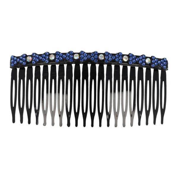 Haarspeld Sierkam Opsteekkam 10cm - Strass Steentjes - Grove Tand - Zwart Blauw