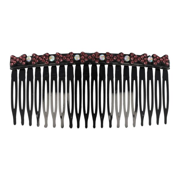 Haarspeld Sierkam Opsteekkam 10cm - Strass Steentjes - Grove Tand - Zwart Roze