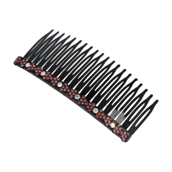 Haarspeld Sierkam Opsteekkam 10cm - Strass Steentjes - Grove Tand - Zwart Roze