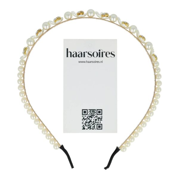 Haarband Diadeem Bloemen Vormen – Parelkralen Strass – Wit