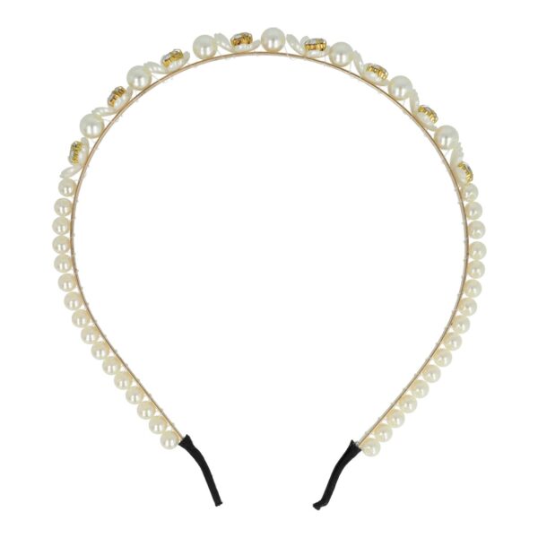 Haarband Diadeem Bloemen Vormen – Parelkralen Strass – Wit