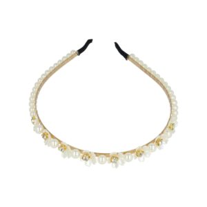 Haarband Diadeem Bloemen Vormen – Parelkralen Strass – Wit