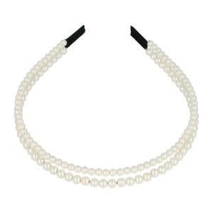 Haarband Diadeem – Dubbele Parel Kralen – Wit