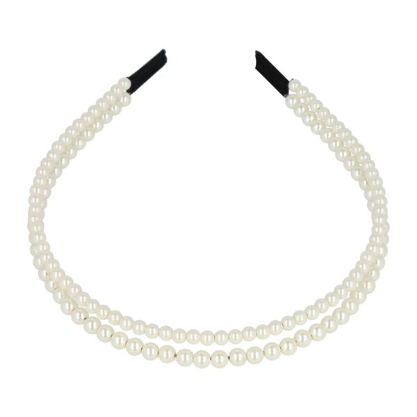 Haarband Diadeem – Dubbele Parel Kralen – Wit