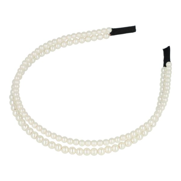 Haarband Diadeem – Dubbele Parel Kralen – Wit