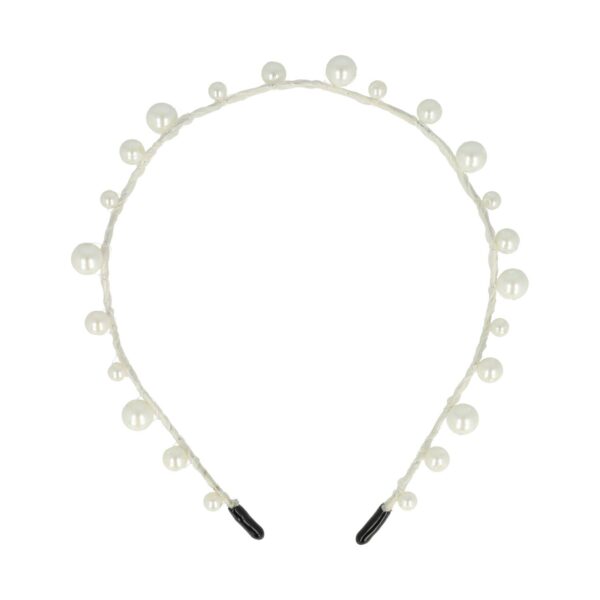 diadeem smal wave grote parelkralen_1 Haarband Diadeem – Dun – Parel Kralen – Wit