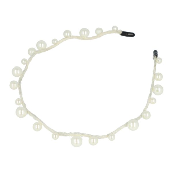 diadeem smal wave grote parelkralen_3 Haarband Diadeem – Dun – Parel Kralen – Wit