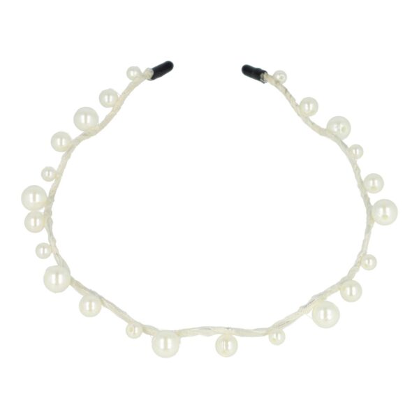 diadeem smal wave grote parelkralen_4 Haarband Diadeem – Dun – Parel Kralen – Wit