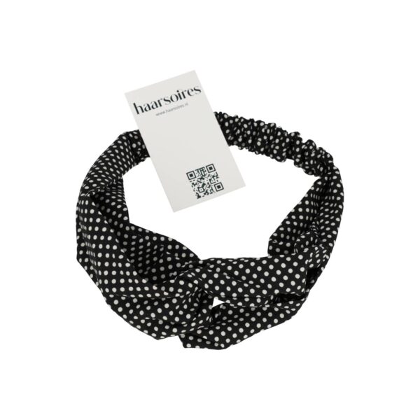 Haarband Twist 5cm – Stippenprint – Zwart
