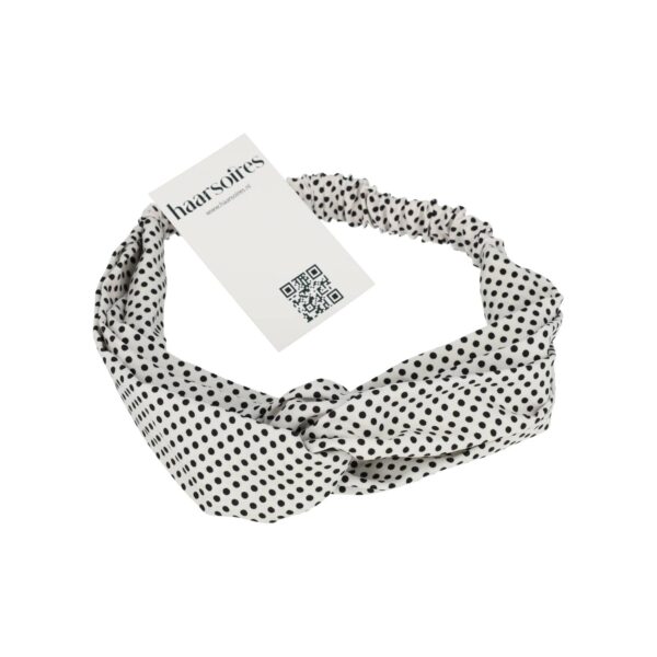 Haarband Twist 5cm – Stippenprint – Wit
