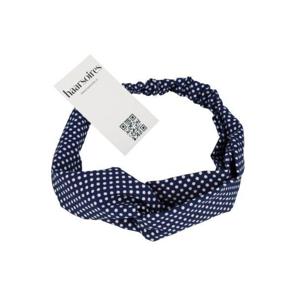Haarband Twist 5cm – Stippenprint – Donkerblauw