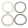 Haarelastieken Kraal 1cm – Cirkel Ornament – Kunststof – Bruin Goud – Set van 4