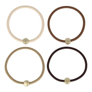 Haarelastieken Kraal 1cm – Cirkel Ornament – Kunststof – Bruin Goud – Set van 4