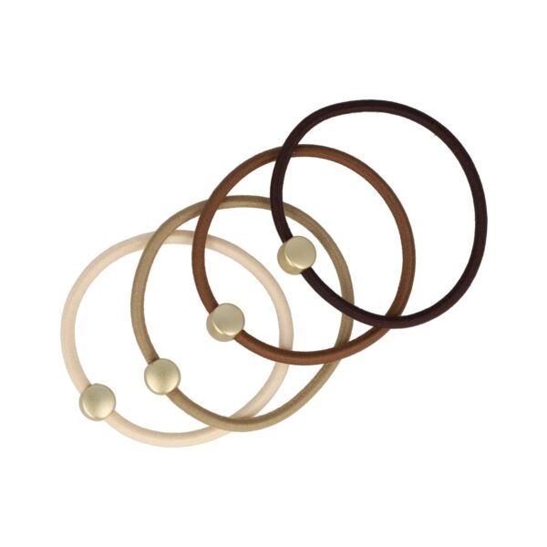 Haarelastieken Kraal 1cm – Cirkel Ornament – Kunststof – Bruin Goud – Set van 4