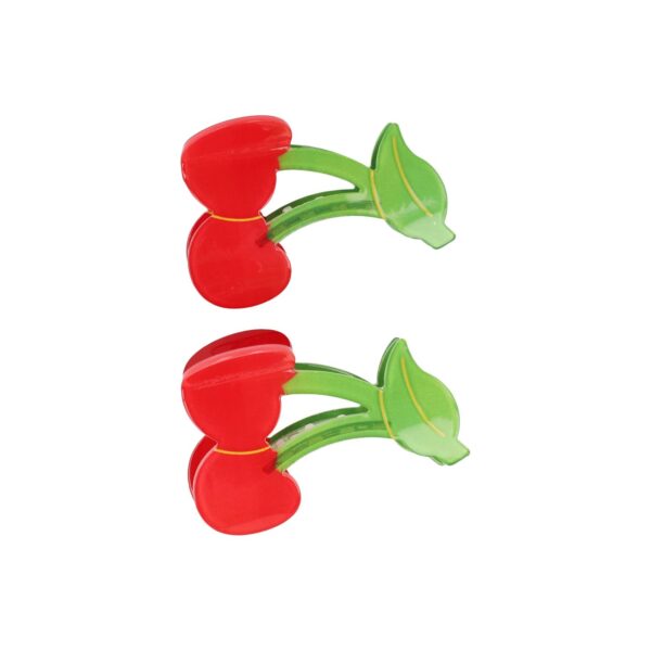 Haarspeld Haarklemmen 8cm – XL Fruitvorm – Kersen – Rood – Set van 2