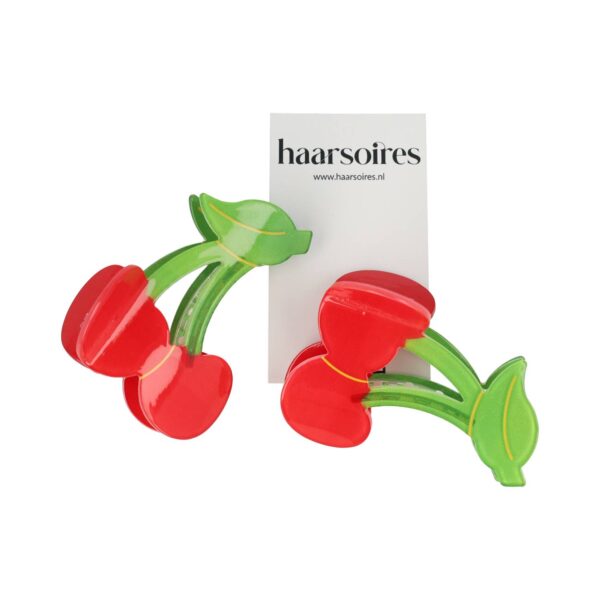 Haarspeld Haarklemmen 8cm – XL Fruitvorm – Kersen – Rood – Set van 2