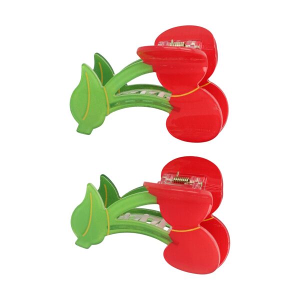 Haarspeld Haarklemmen 8cm – XL Fruitvorm – Kersen – Rood – Set van 2