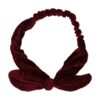 hb ribstof ijzerdraad strik_11 Haarband Knoop – Strikje met IJzerdraad – Velvet Ribstof – Donkerrood