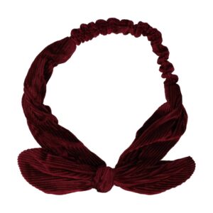 Haarband Knoop – Strikje met IJzerdraad – Velvet Ribstof – Donkerrood