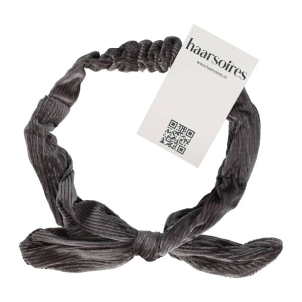hb ribstof ijzerdraad strik_2 Haarband Knoop – Strikje met IJzerdraad – Velvet Ribstof – Grijs