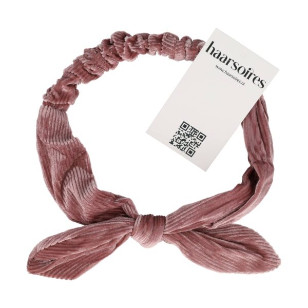 hb ribstof ijzerdraad strik_6 Haarband Knoop – Strikje met IJzerdraad – Velvet Ribstof – Roze