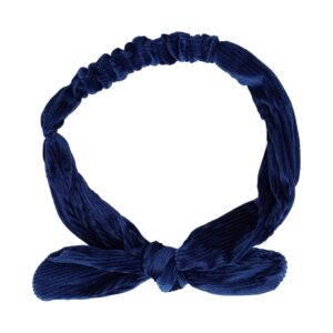 Haarband Knoop – Strikje met IJzerdraad – Velvet Ribstof – Blauw
