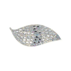 Haarspeld Klikklak 8cm - Blad Vorm - Glitter Steentjes - Zilver Parelmoer