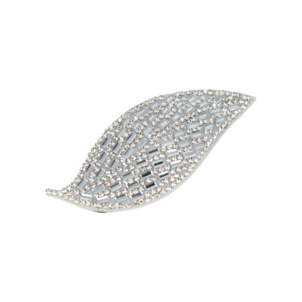 Haarspeld Klikklak 8cm - Blad Vorm - Glitter Steentjes - Zilver