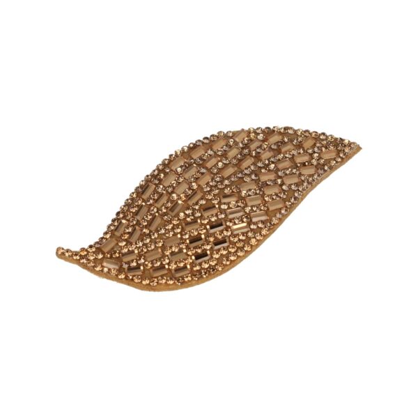 Haarspeld Klikklak 8cm - Blad Vorm - Glitter Steentjes - Bruin