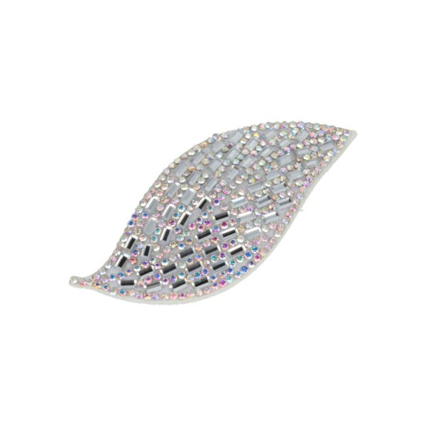 Haarspeld Klikklak 8cm - Blad Vorm - Glitter Steentjes - Zilver Parelmoer