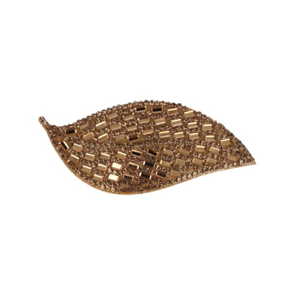 Haarspeld Klikklak 8cm - Blad Vorm - Glitter Steentjes - Bruin