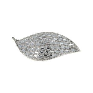 Haarspeld Klikklak 8cm - Blad Vorm - Glitter Steentjes - Zilver