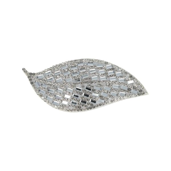 Haarspeld Klikklak 8cm - Blad Vorm - Glitter Steentjes - Zilver