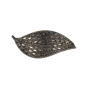 Haarspeld Klikklak 8cm - Blad Vorm - Glitter Steentjes - Grijs