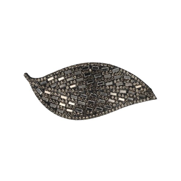 Haarspeld Klikklak 8cm - Blad Vorm - Glitter Steentjes - Grijs
