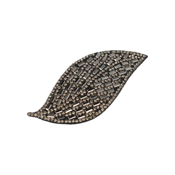 Haarspeld Klikklak 8cm - Blad Vorm - Glitter Steentjes - Grijs