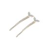 Haarspeld Schuifspeldjes Recht 6cm - Walvisstaart - Strass Steentjes - Zilver - Set van 2