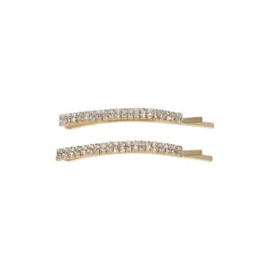 Haarspeld Schuifspeldjes Recht 6cm - Dubbele Rij - Strass Steentjes - Goud - Set van 2